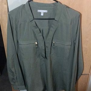 Olive green medium polyester long sleeved shirt